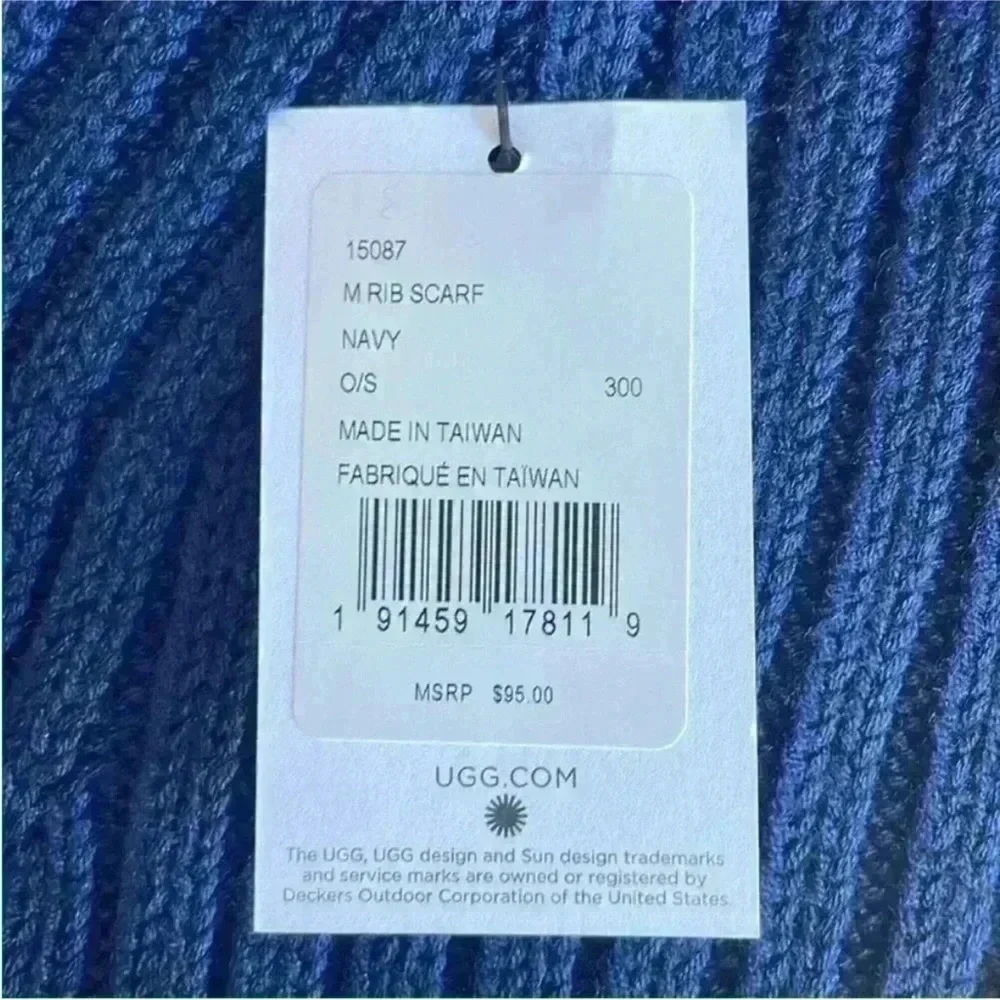 UGG Ribbed Oversized Knit Scarf in Navy NWT